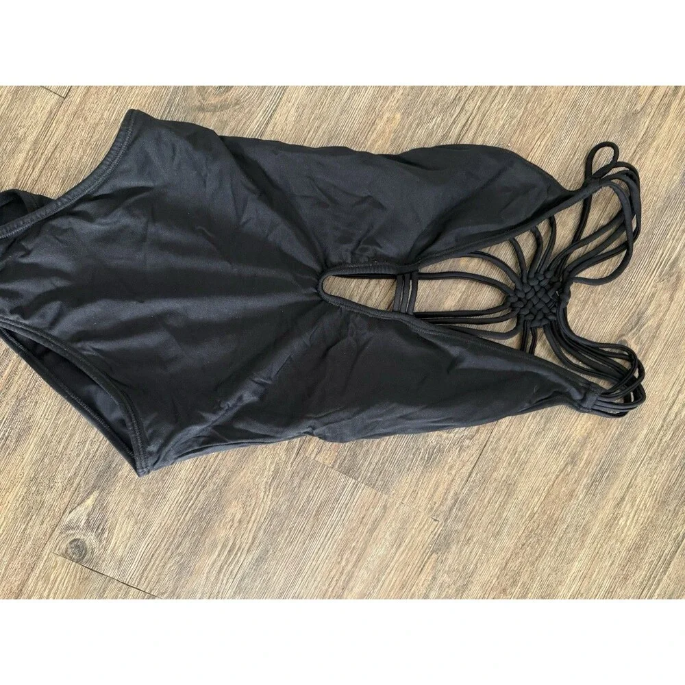 Black Strappy One-Piece Swimsuit